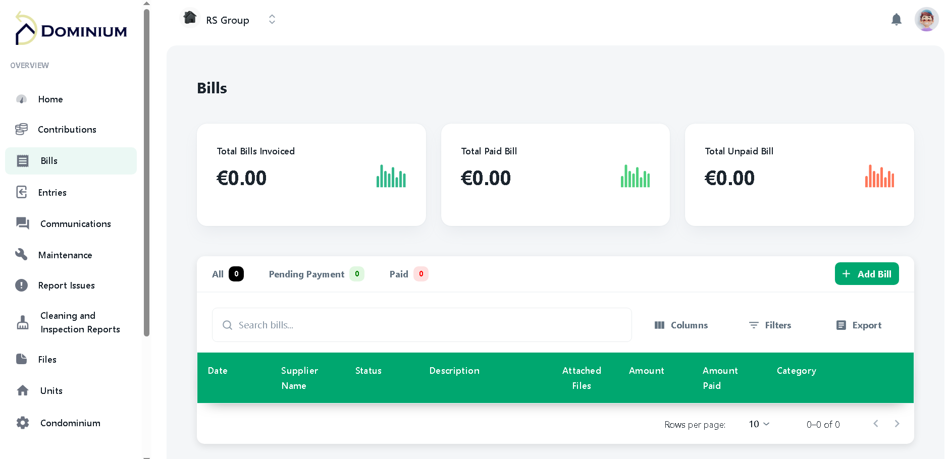 Dominium online payments screen